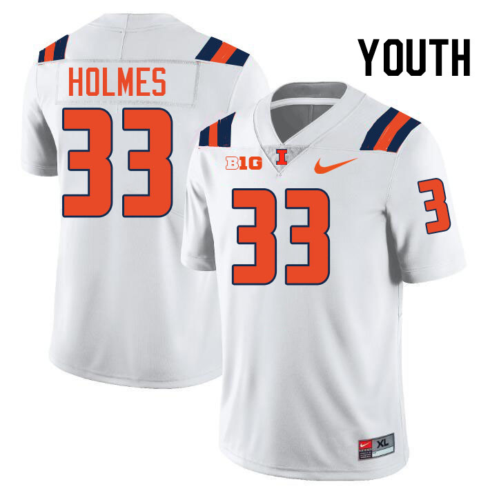 Youth #33 Ezekiel Holmes Illinois Fighting Illini College Football Jerseys Stitched-White